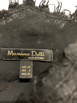 Massimo Dutti czarna plisowana sukienka koronka 34 XS