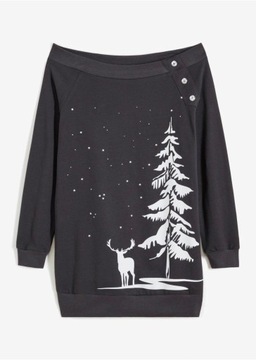 40/42 Bonprix BPC BLUZA Z BOŻONARODZENIOWYM NADRUKIEM ujf