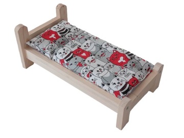 ŁÓŻKO DLA LALKI ŁÓŻECZKO DREWNIANE +POŚCIEL