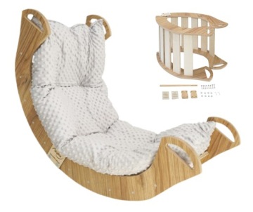 Houpačka s polštářkem Šedá Mdf Montessori pro dítě 98 cm/L
