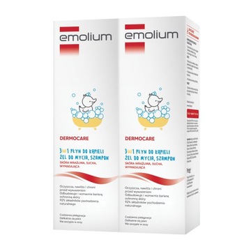 EMOLIUM DERMOCARE 3w1 Kąpiel, Mycie, Szampon x2 + GRATIS