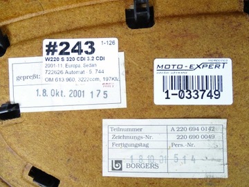 MERCEDES S CLASA W220 POLIČKA KUFRU ZADNÍ
