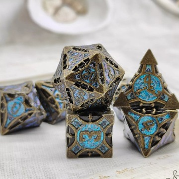 НАБОР ГАЛАКТИЧЕСКОГО ПОРТАЛА ИЗ 7 МЕТАЛЛИЧЕСКИХ РПГ-КУБИКОВ