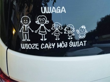 Naklejka na auto zamówienie RODZINA DZIECI wzory