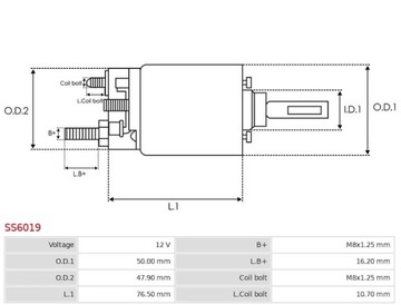 SPÍNAČ ELEKTROMAGNETICKÝ STARTÉR AS-PL SS6019