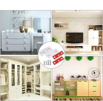 4 x КОМПЛЕКТ МАГНИТНЫХ ЗАМКОВ МЕБЕЛЬНАЯ ЗАЩЕЛКА ДЛЯ РАЗДВИЖНЫХ ДВЕРЕЙ ШКАФА