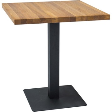 Stół Puro Lity Dąb / Czarny 60x60 Stolik Salonowy