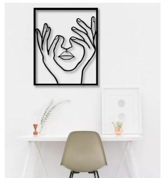 Drewniany obraz na ścianę ażurowy Picasso Twarz Kobiety 70x50cm czarny