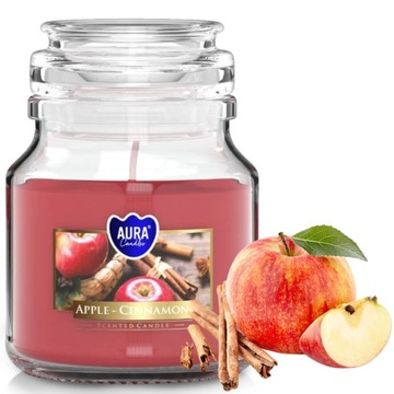 ŚWIECA ZAPACHOWA ŚWIECZKA ŚWIĄTECZNA ŚWIEC JABŁKO CYNAMON PREZENT SŁOIK 28H