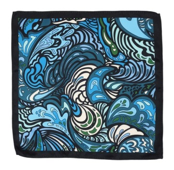 Черно-синий нагрудный платок с восточным узором