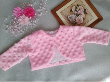 KELLO - Болеро Minky 50 см крещение БЕЛЫЙ, РОЗОВЫЙ