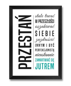 Nowoczesny obraz z napisem tekstem na ścianę