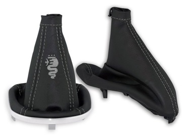 ALFA ROMEO 147 FL 2004-2010 KOMPLET MIESZKÓW CZARNA SKÓRA HAFT SZARY LOGO