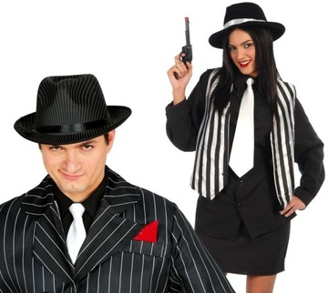KRAWAT Gangsterski BIAŁY Alcapone Przebranie Bal Lata 20, 45cm