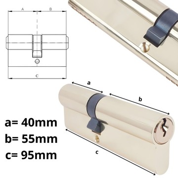 ДВЕРНАЯ ВСТАВКА, ЛАТУНЬ, A&B 40/55, ЦИЛИНДР, 3 КЛЮЧА