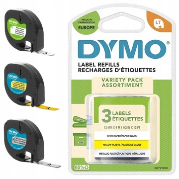 DYMO Taśma LT LetraTag do drukarki 12mm MIX 3szt