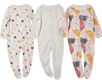 Mothercare 3-pak Pajacyk Śpiochy Niedrapki r. 68cm