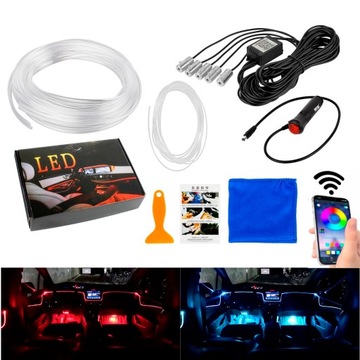 ВОЛОКОННО-ОПТИЧЕСКОЕ для автомобиля, освещение салона, RGB ПОЛОСКА 6м + ПРИМЕНЕНИЕ