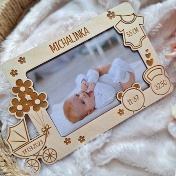 РАМКА ДЛЯ ФОТО НА ДЕНЬ РОЖДЕНИЯ ДЕРЕВЯННЫЕ СУВЕНИРЫ ПОДАРОК ​​ОДНОГОДА КРЕЩЕНИЯ 02