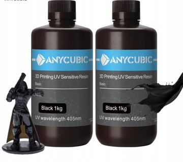 2X Anycubic Żywica UV Czarny 1kg do Drukarki 3D