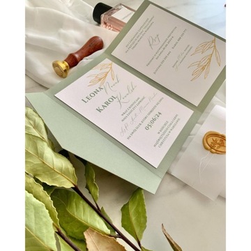 Приглашения на свадьбу в стиле бохо в деревенском стиле GREEN LEAVES