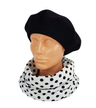 96 Klasyczny BERET FEZKO CZARNY rozm. 11,5 (duży)