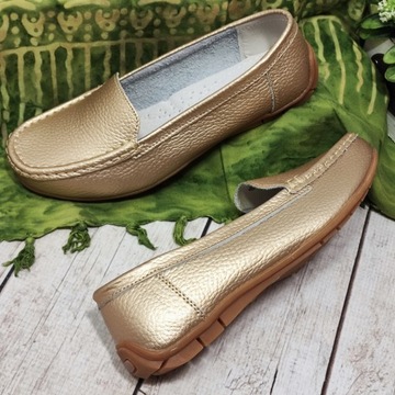 MOKASYNY DAMSKIE ZE SKÓRY NATURALNEJ MIĘKKA WKŁADKA 38