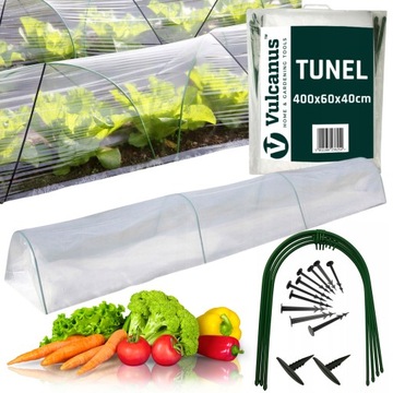 TUNEL FOLIOWY MINI SZKLARNIA OGRODOWA 4m FOLIA OCHRONNA 400x60x40cm 2,4 m2