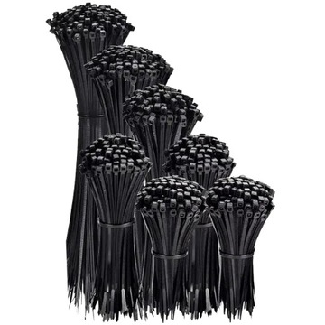 BARDZO MOCNE OPASKI ZACISKOWE QBA TRYTYTKI 3,5x370mm 100 SZT. ODPORNE BLACK