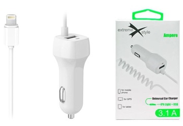 ŁADOWARKA SAMOCHODOWA – USB + IPHONE LIGHTNING