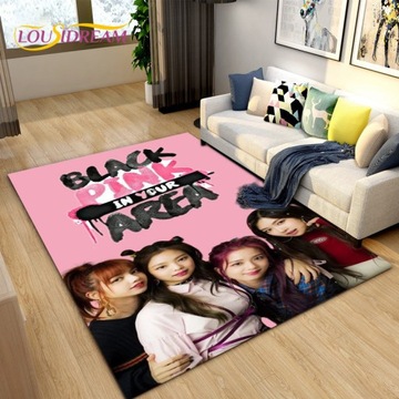 Dywan Czarny różowy Kpop gwiazda dziewczyna grupa