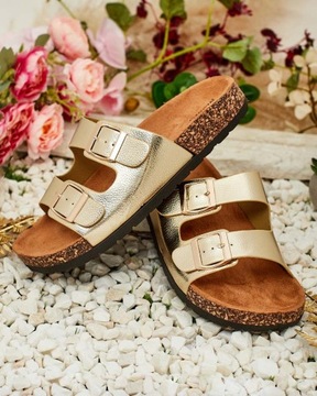 ТАПОЧКИ ЖЕНСКИЕ ЗОЛОТЫЕ НА ПЛОСКОЙ ПЛОСКОЙ ПЛОСКОСТИ RILL 38