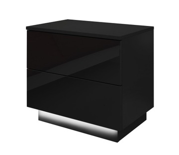 Прикроватная тумбочка LINA, высокий ГЛЯНЦ + прикроватная тумбочка LED