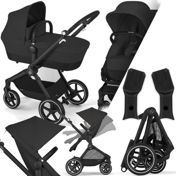 WÓZEK CYBEX 2W1 EOS LUX BLK MOON BLACK I ADAPTERY