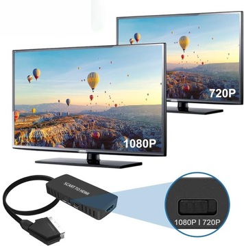 АДАПТЕР SCART TO HDMI КОНВЕРТЕР EURO AV PAL NTSC УЛУЧШЕННАЯ ВЕРСИЯ С КАБЕЛЕМ