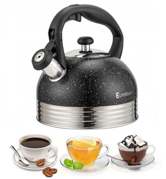 NOWOCZESNY CZAJNIK marmurkowy Z GWIZDKIEM GAZ INDUKCJA 2,5L. ELITEHOFF 5147