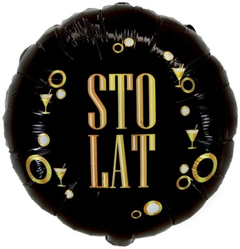 BALON foliowy czarny STO LAT okrągły
