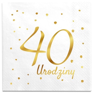 Serwetki urodzinowe 40 Urodziny czterdziestka biał