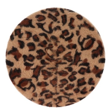 JESIENNA DAMSKA CZAPKA VINTAGE CZAPKI W PANTERKĘ BERET