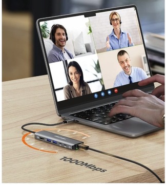 Концентратор Thunderbolt 4 USB C HDMI 8K/4K 60 Гц/LAN/USB 3.0 MacBook M3 M2 M1