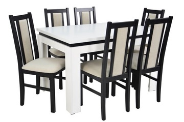 Biały rozkładany stół z 6 krzesłami 80x120/160
