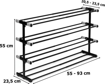 ПОЛКА ДЛЯ ОБУВИ РЕГУЛИРУЕМАЯ ТЕЛЕСКОПИЧЕСКАЯ КНИЖНЫЙ ШКАФ ПОЛКА LOFT ЧЕРНАЯ