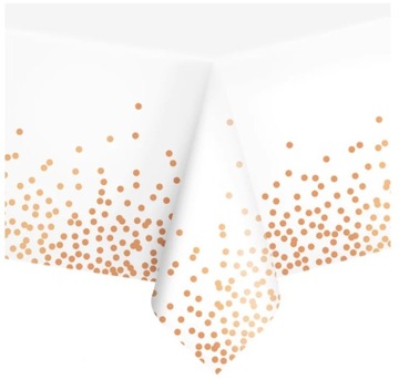 Скатерть из фольги для вечеринок 137x274см Белая с розовыми крапинками