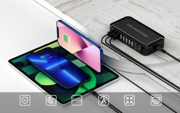 ИНТЕЛЛЕКТУАЛЬНОЕ USB-ЗАРЯДНОЕ УСТРОЙСТВО 40 Вт, 8 А, 5 В, 8 ПОРТОВ