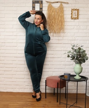 ЖЕНСКИЙ ВЕЛЮРОВЫЙ СПОРТИВНЫЙ КОМПЛЕКТ СВИТШОТ С КАПЮШОНОМ, РАЗМЕР ПЛЮС 4XL