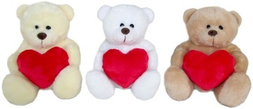 Maskotka Miś Love z sercem 3 kolory - 16cm WALENTYNKI