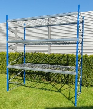 Regał paletowy magazynowy, wypełnienie z siatki ocynkowanej L-2,70m/900kg
