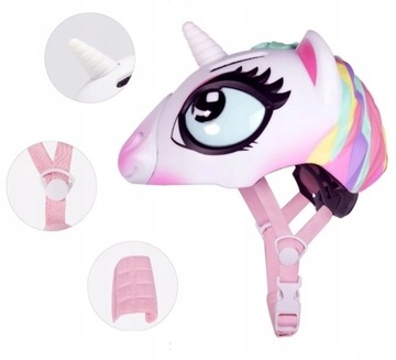 ДЕТСКИЙ ВЕЛОСИПЕДНЫЙ ШЛЕМ, ЕДИНОРОГ, РОЗОВЫЙ, БЕЛЫЙ