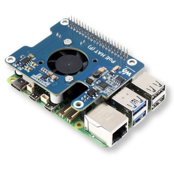 PoE (F) Экран Waveshare с радиатором и вентилятором для Raspberry Pi 5