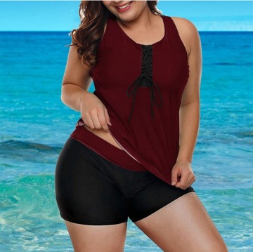 Moda damska Sporty Tankini Set Plus Ombre Print Lace Up 244965